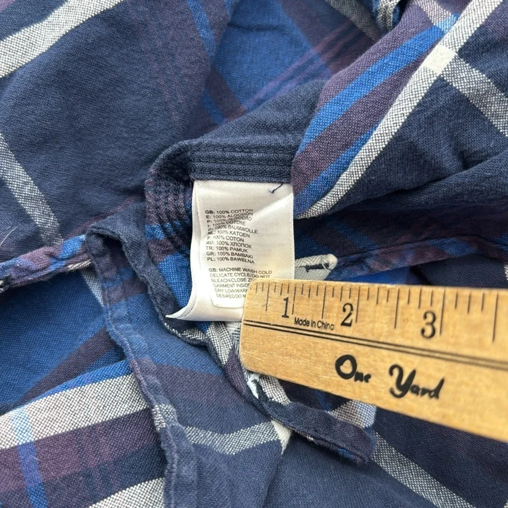 The North Face Plaid Button Up Shirt 100% Cotton Rust Blue Mens L